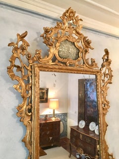 18th Century Carved and Giltwood Italian Rococo Mirror