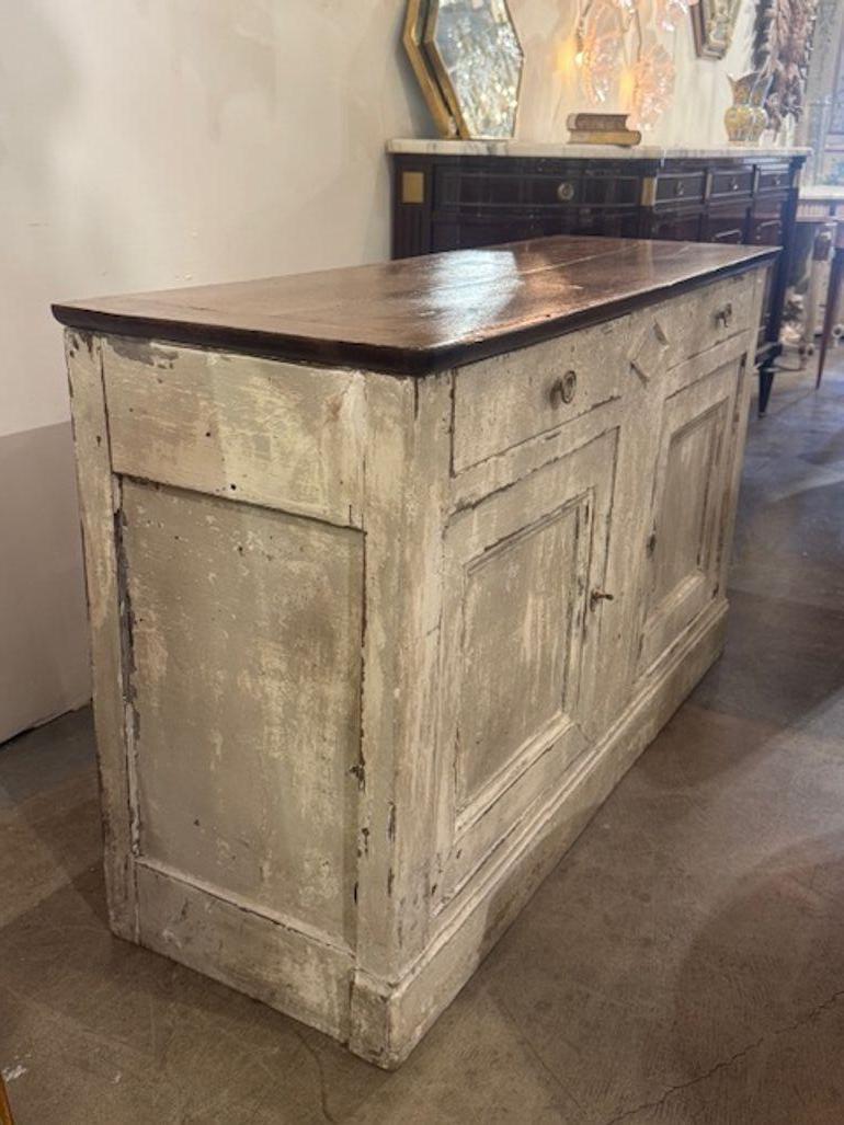 Oak 18th Century Carved and Painted French Buffet For Sale