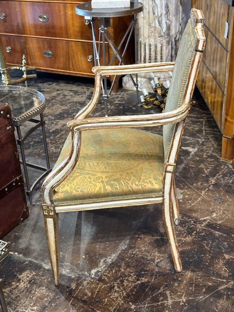18th Century and Earlier 18th Century Carved and Painted Neo-Classical Chair For Sale