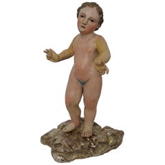 18th Century Carved and Painted Santos Religious Figure, European