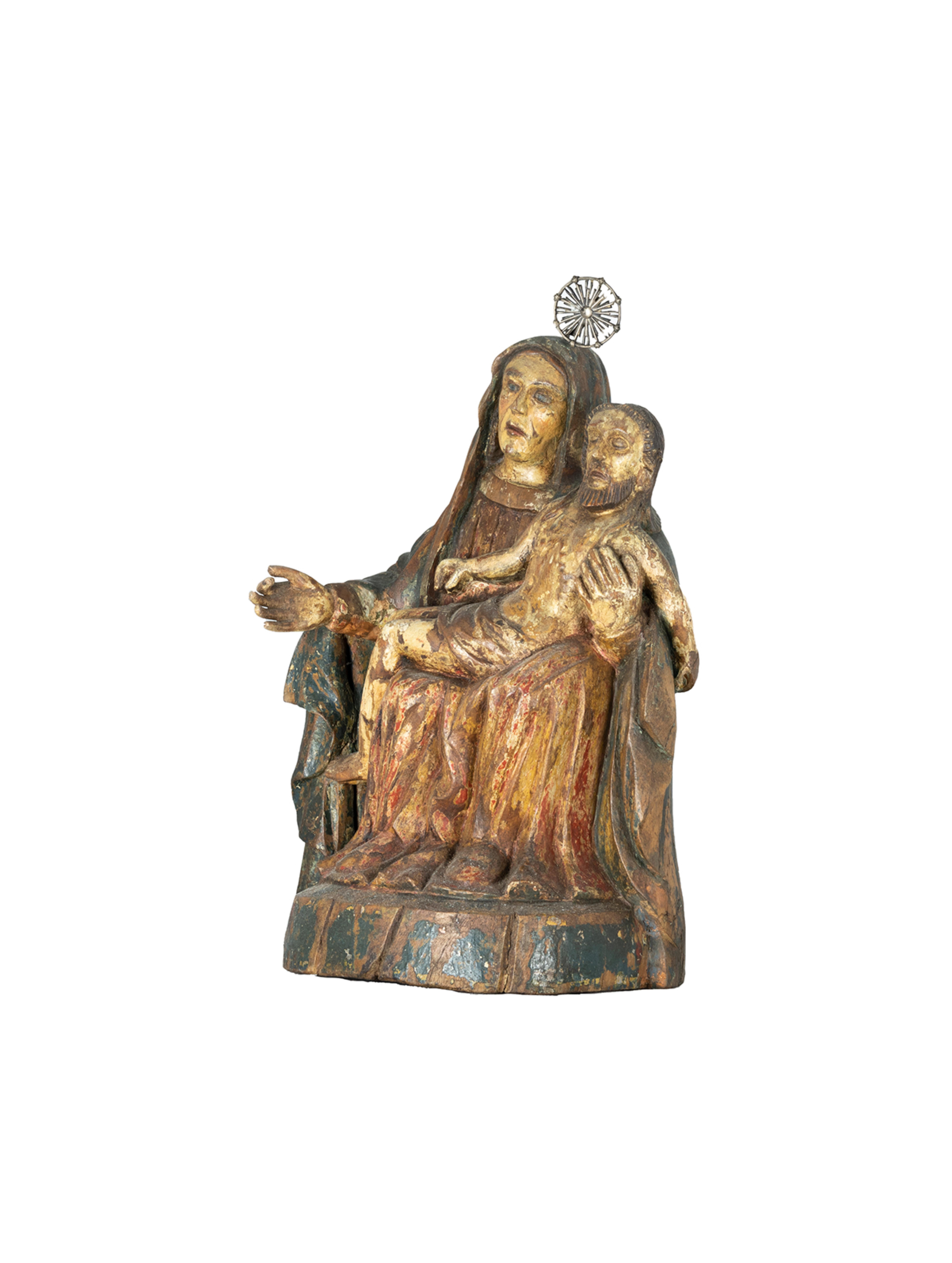 Geschnitzte und polychrome Statue „Virgin of Mercy“ aus dem 18. Jahrhundert, Barockstil (Handgeschnitzt) im Angebot