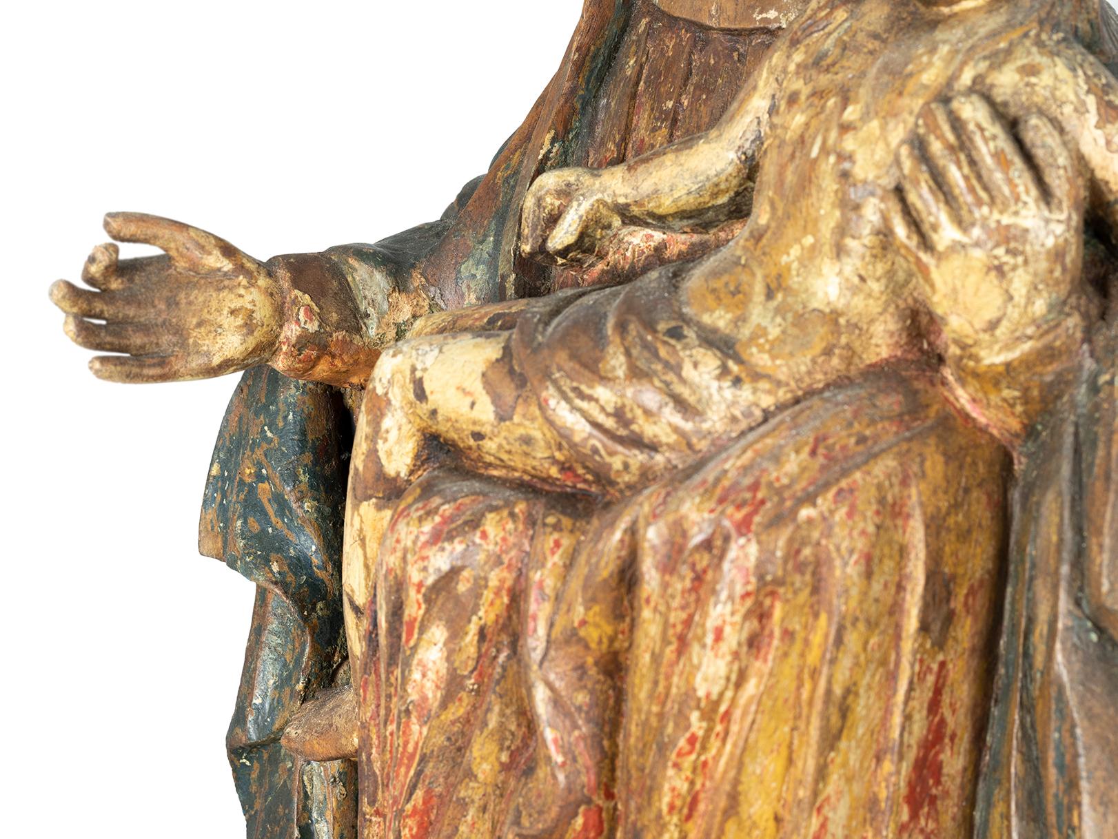 XVIIIe siècle et antérieur Statue « Virgin of Mercy » sculptée et polychrome du 18e siècle, style baroque en vente