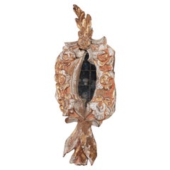 Antique 18th Century Carved and Richly Ornamented Mirror with Flowers, Garlands and Bows