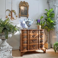 18th Century Carved Ash Dutch Serpentine Chest of Drawers