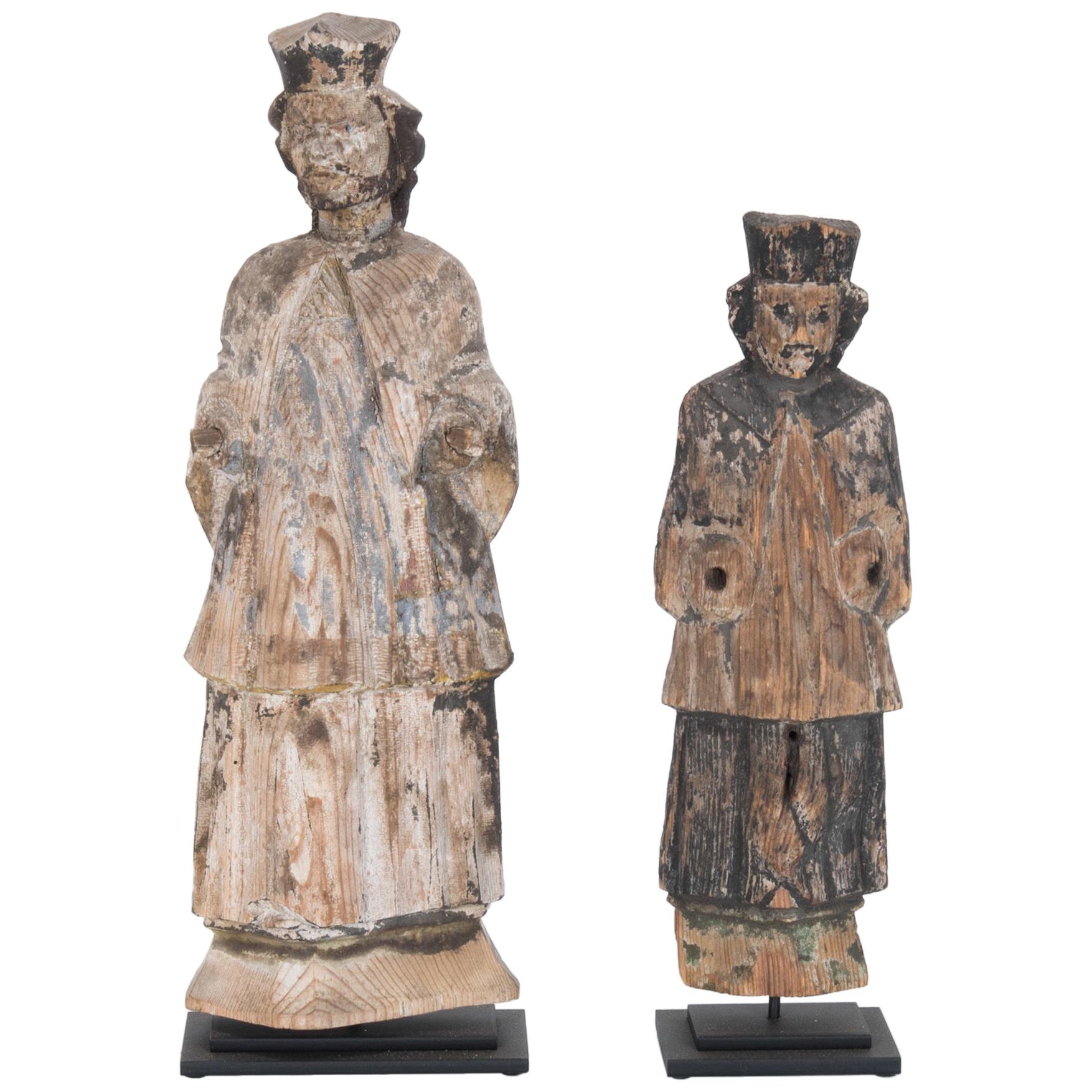 18th Century Carved Central European Figures, a Pair