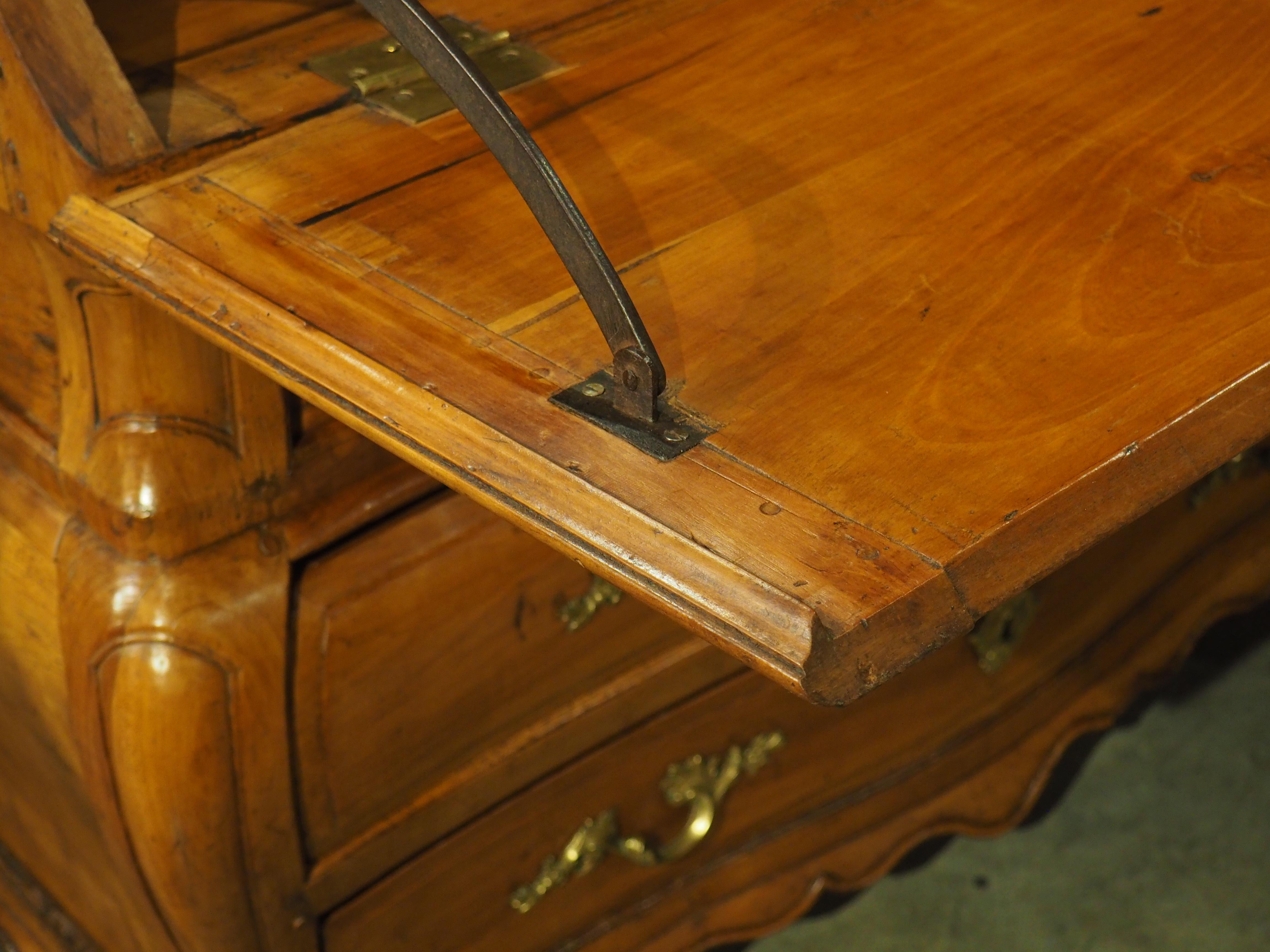 18th Century Carved Cherrywood Commode Scriban from Bordeaux, France For Sale 2