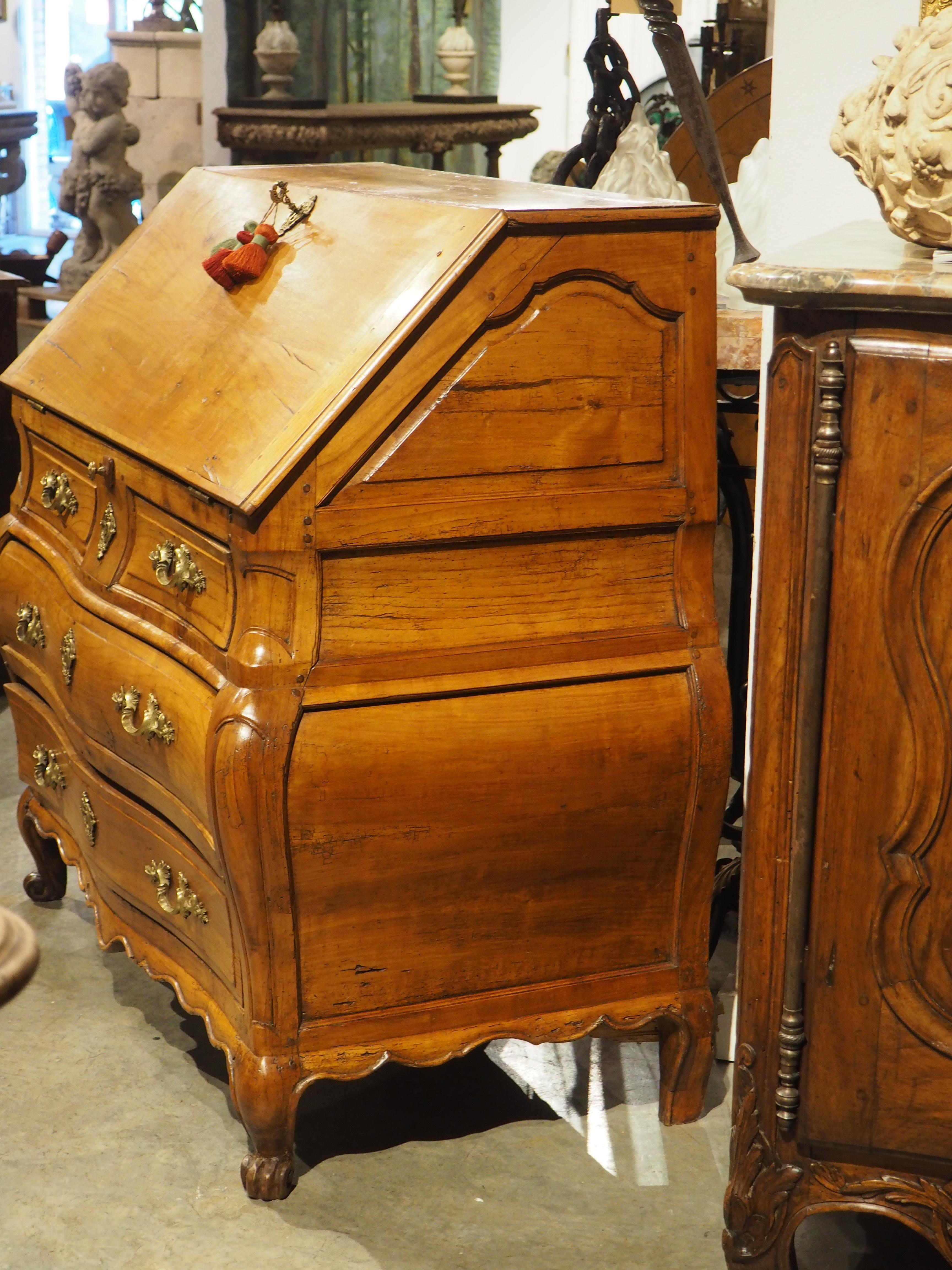 18th Century Carved Cherrywood Commode Scriban from Bordeaux, France For Sale 10