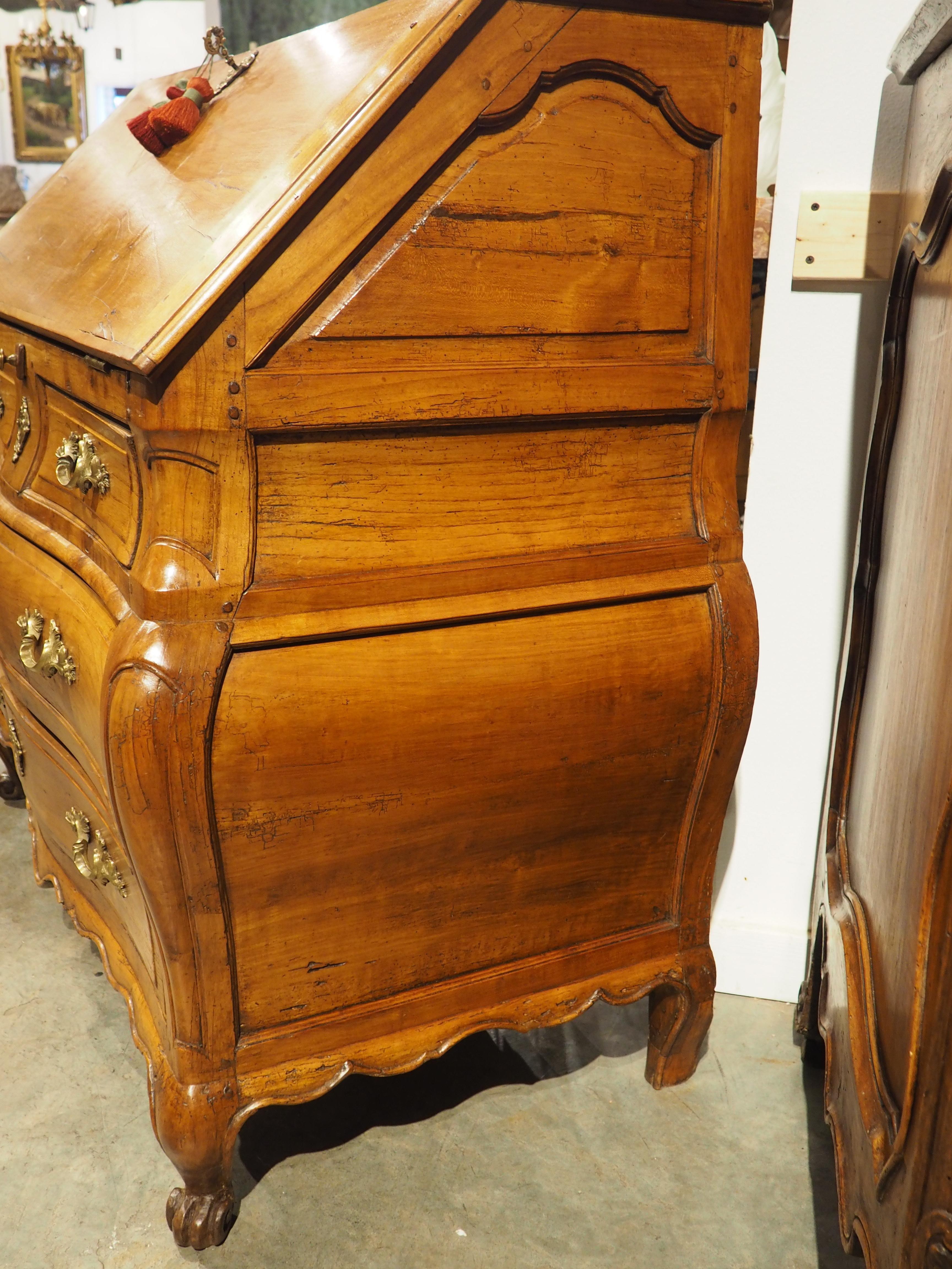 18th Century Carved Cherrywood Commode Scriban from Bordeaux, France For Sale 12