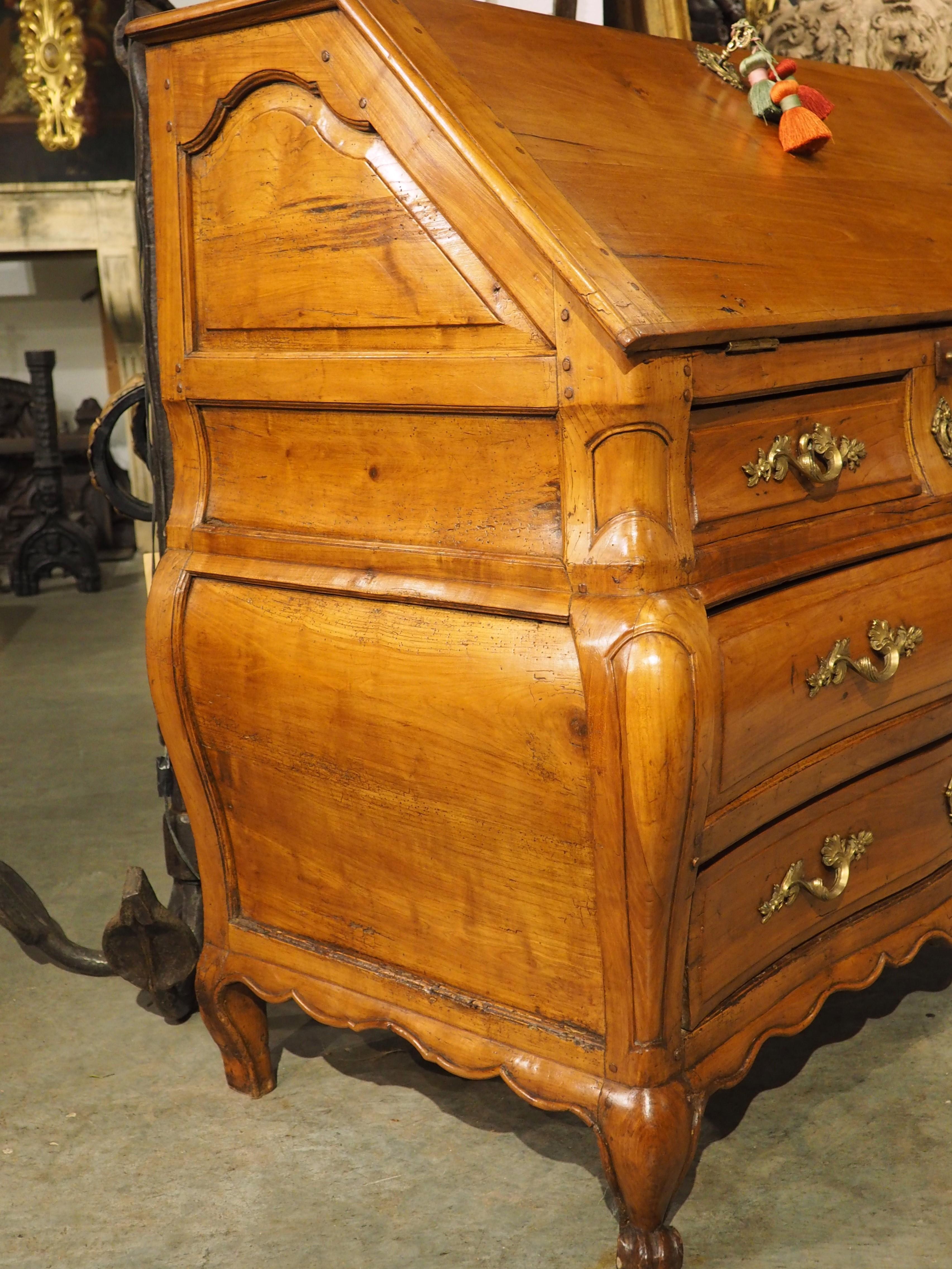 Louis XV 18th Century Carved Cherrywood Commode Scriban from Bordeaux, France For Sale