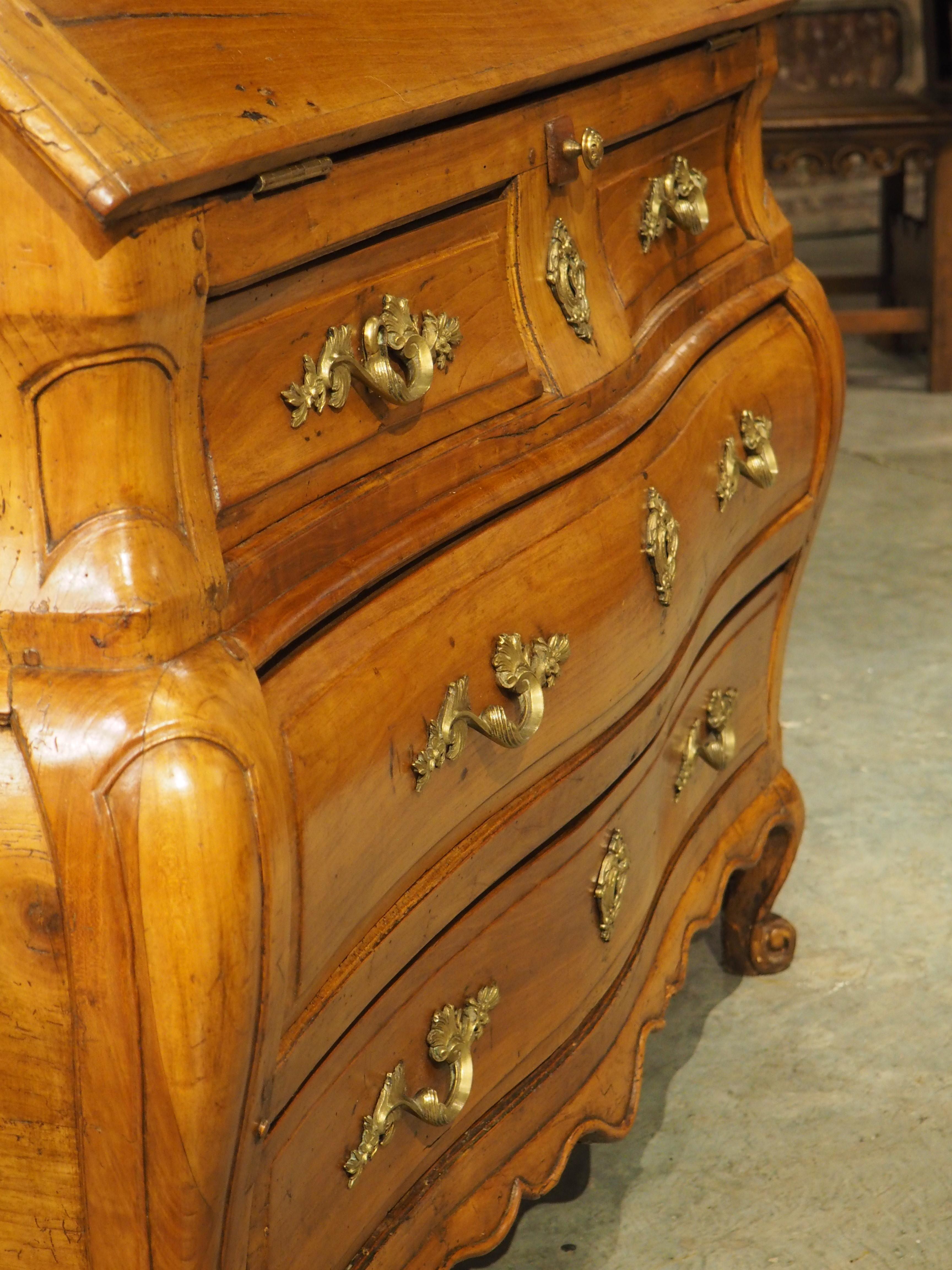 French 18th Century Carved Cherrywood Commode Scriban from Bordeaux, France For Sale