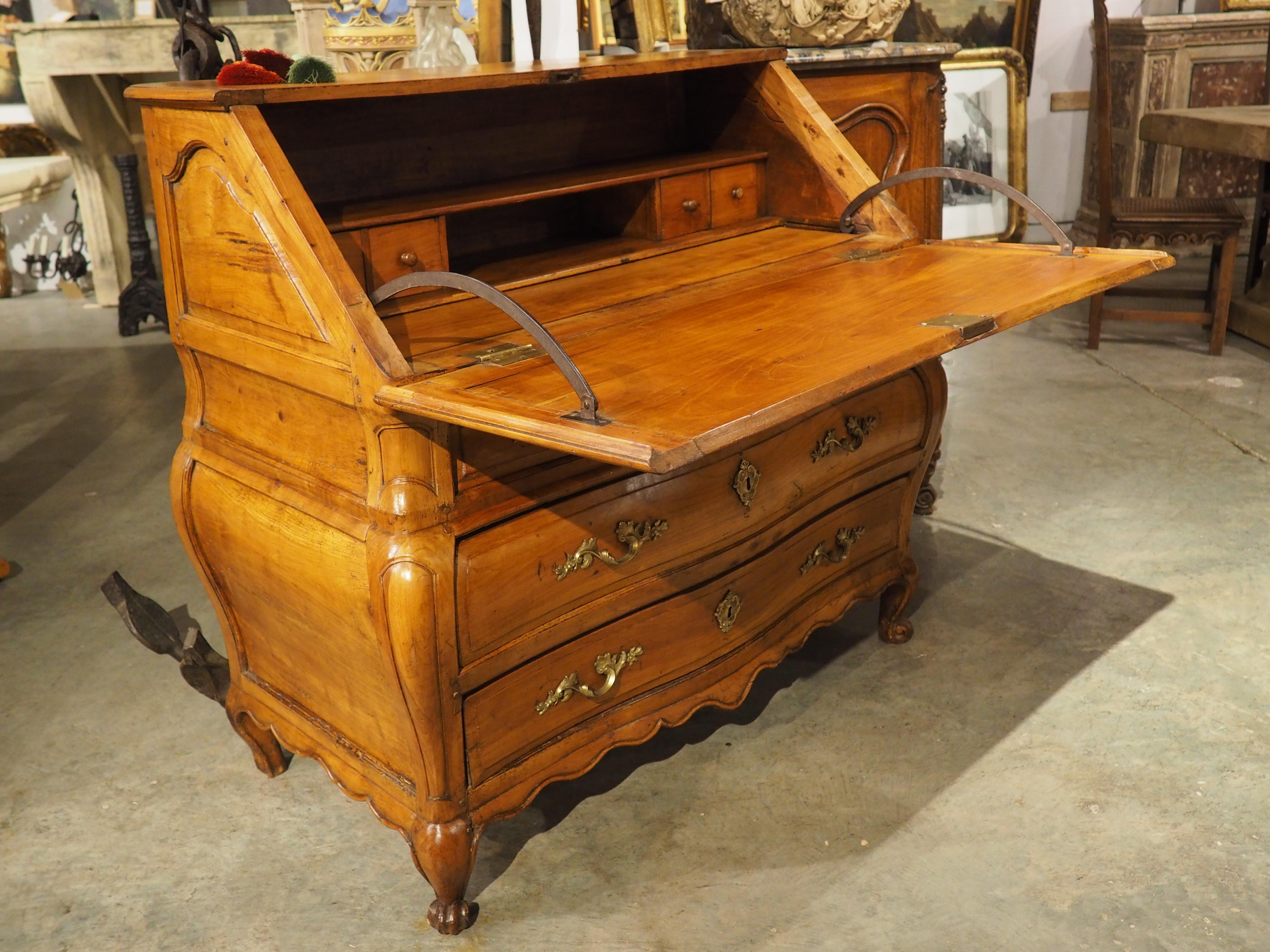Wood 18th Century Carved Cherrywood Commode Scriban from Bordeaux, France For Sale