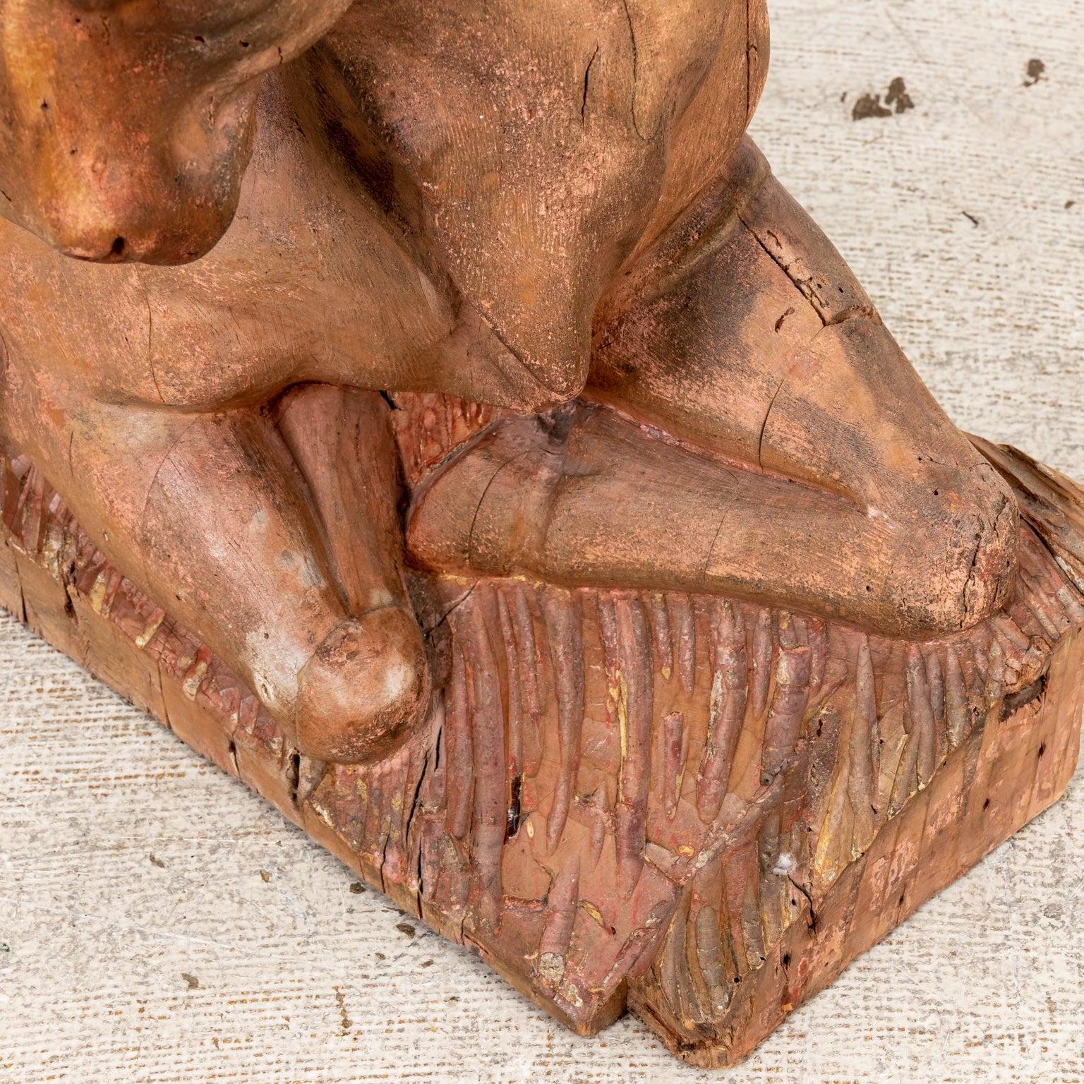 Unknown 18th Century Carved Figure of Seated Cow For Sale