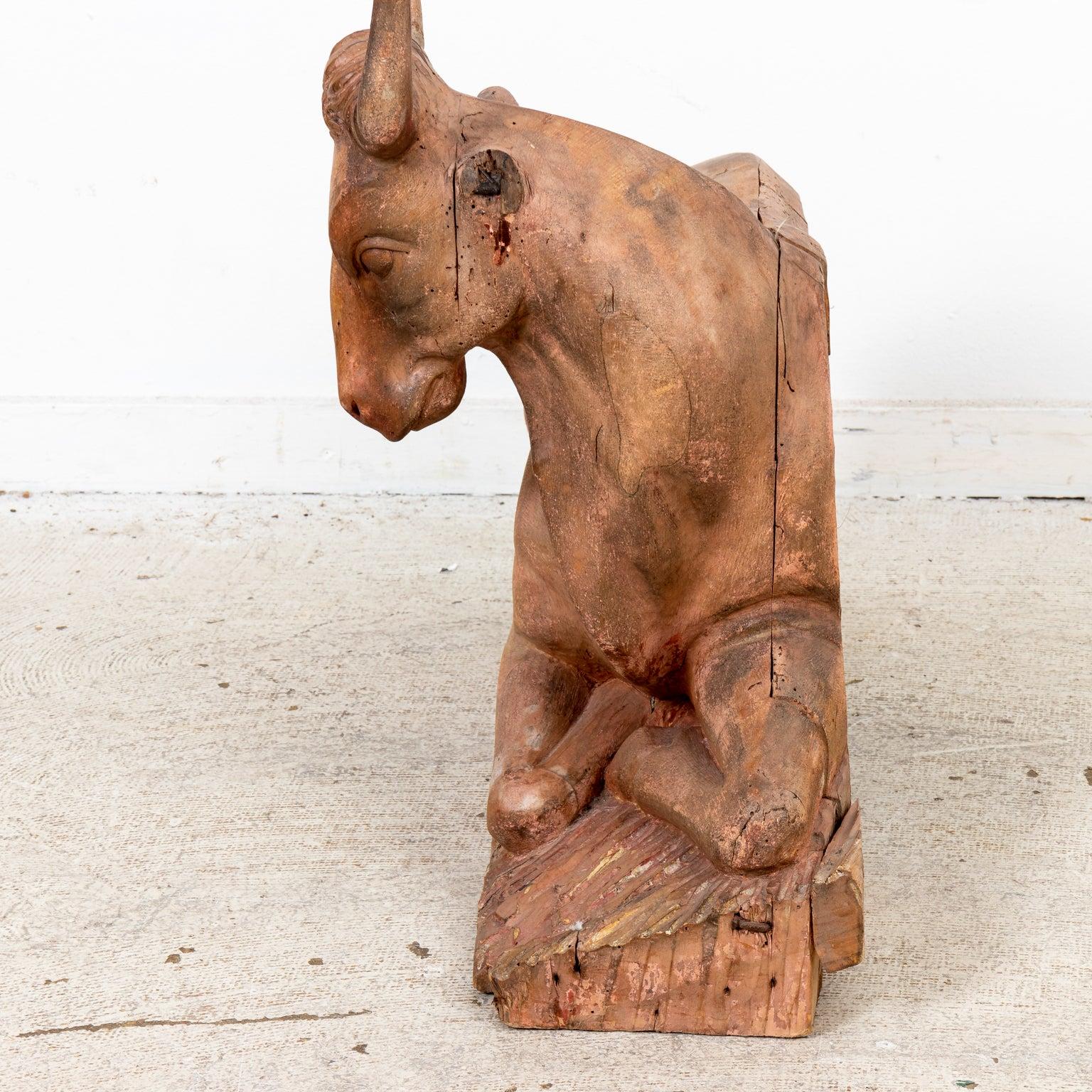 18th Century Carved Figure of Seated Cow In Good Condition For Sale In Stamford, CT