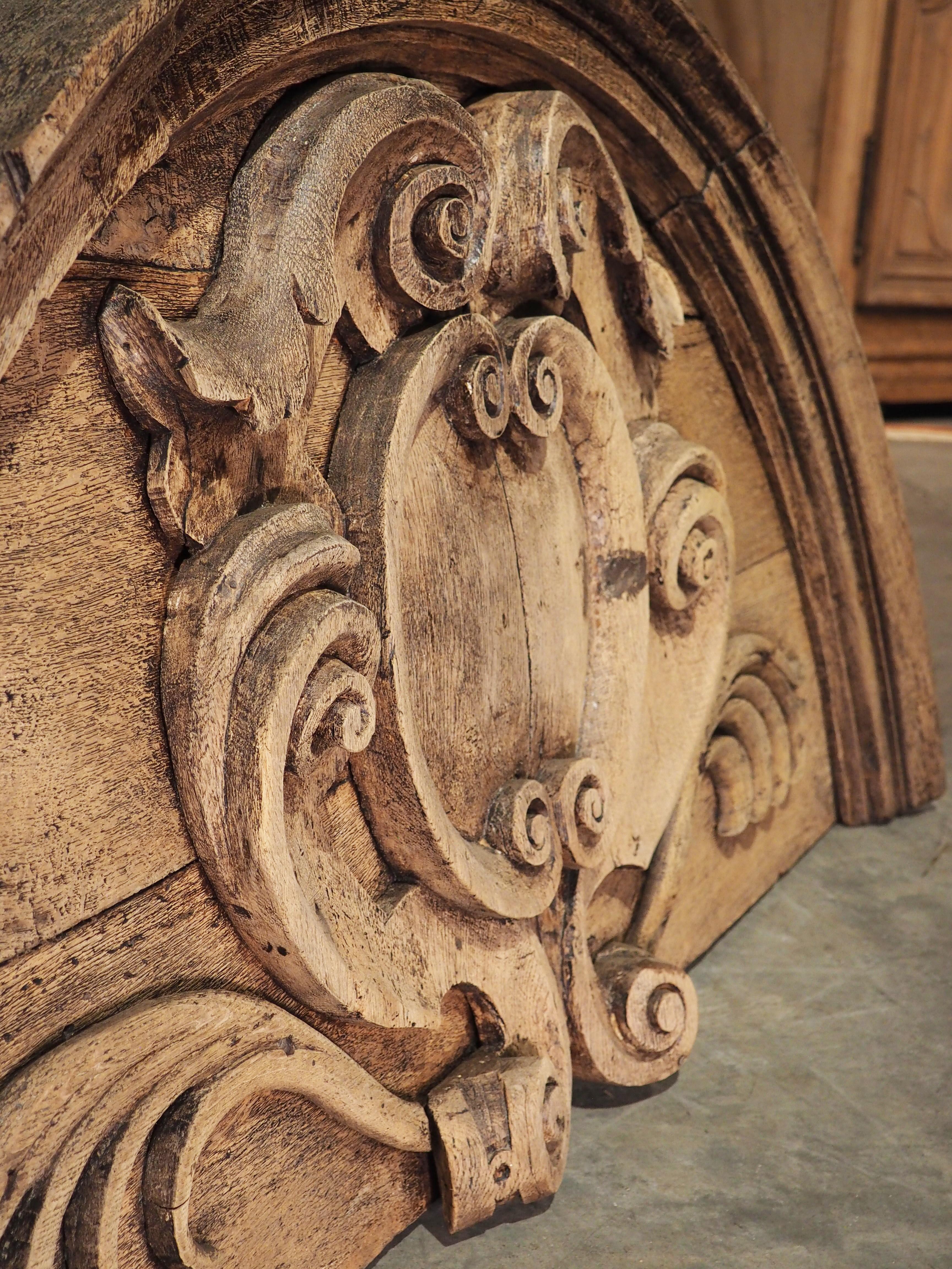 18th Century Carved French Oak Overdoor with Cartouche 6