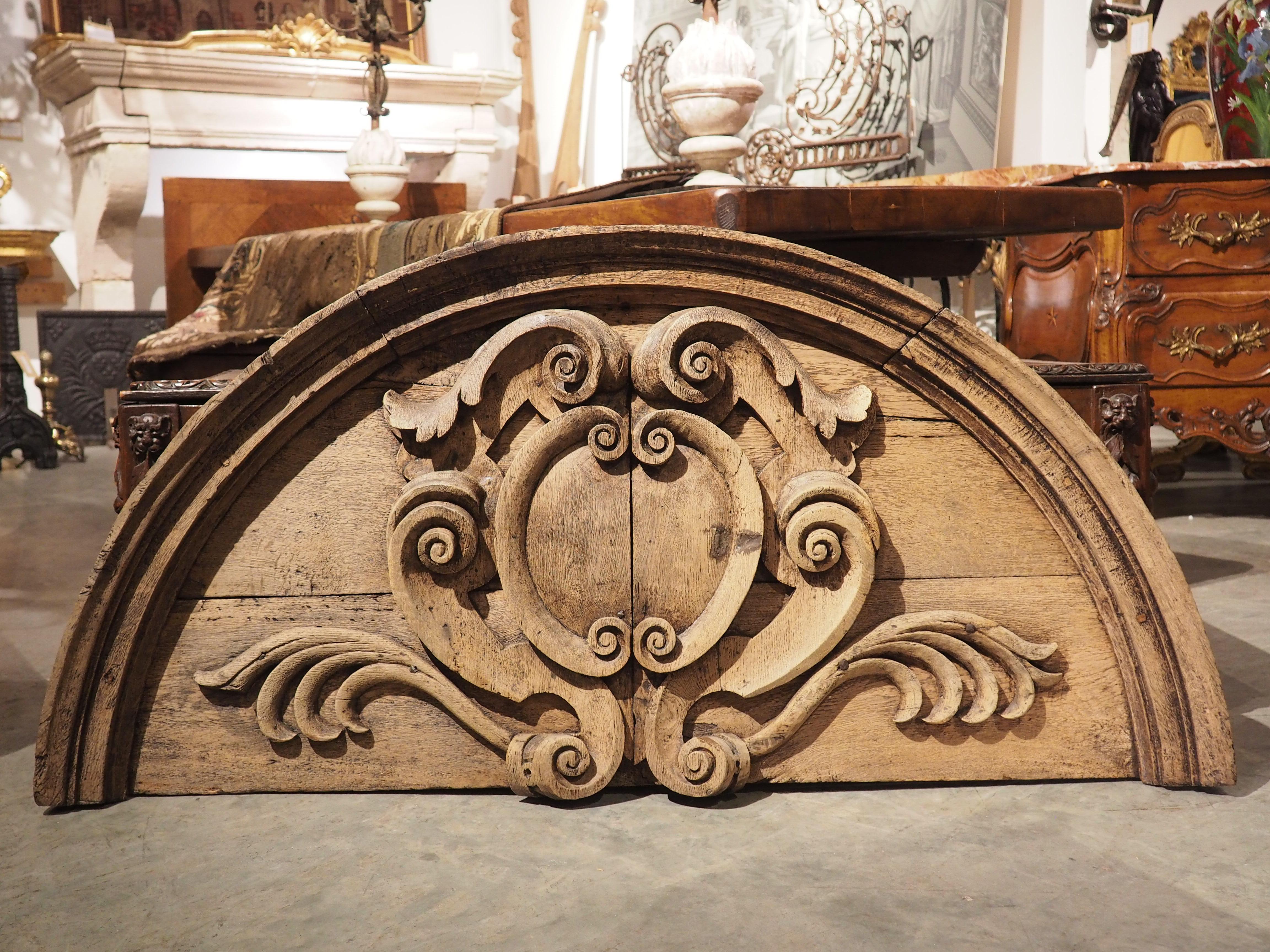 18th Century Carved French Oak Overdoor with Cartouche 14