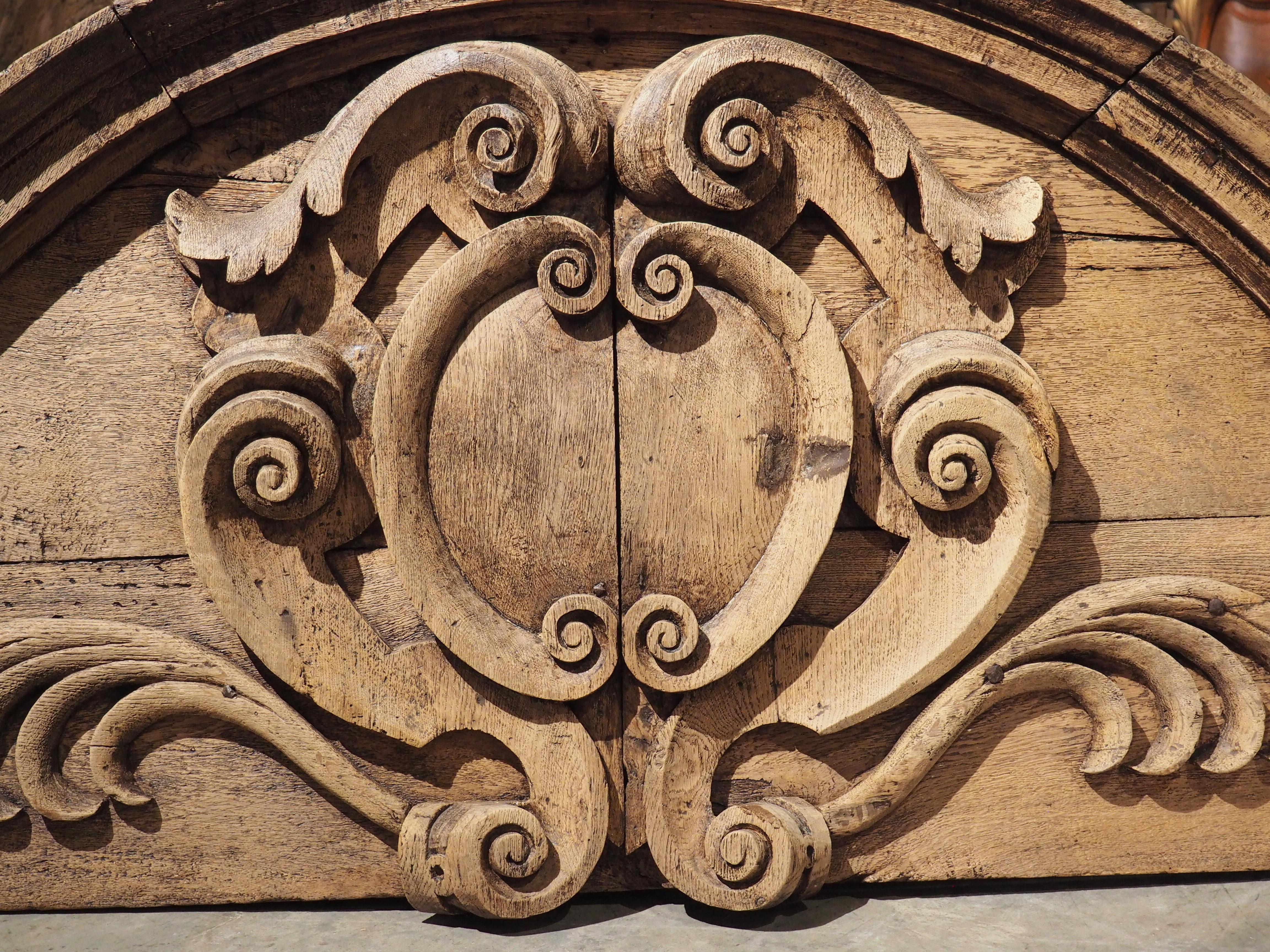 18th Century Carved French Oak Overdoor with Cartouche In Good Condition In Dallas, TX