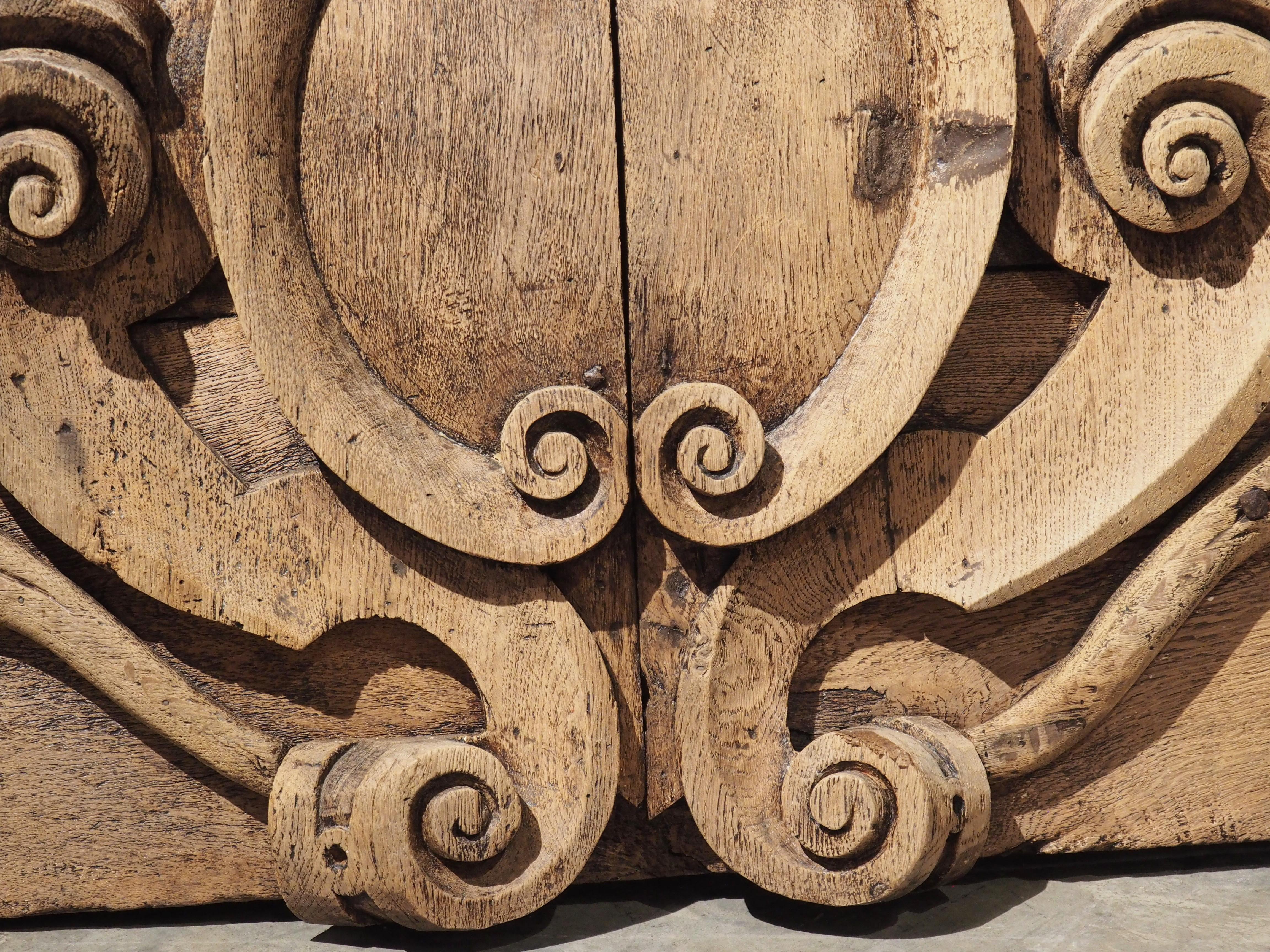 18th Century Carved French Oak Overdoor with Cartouche 2