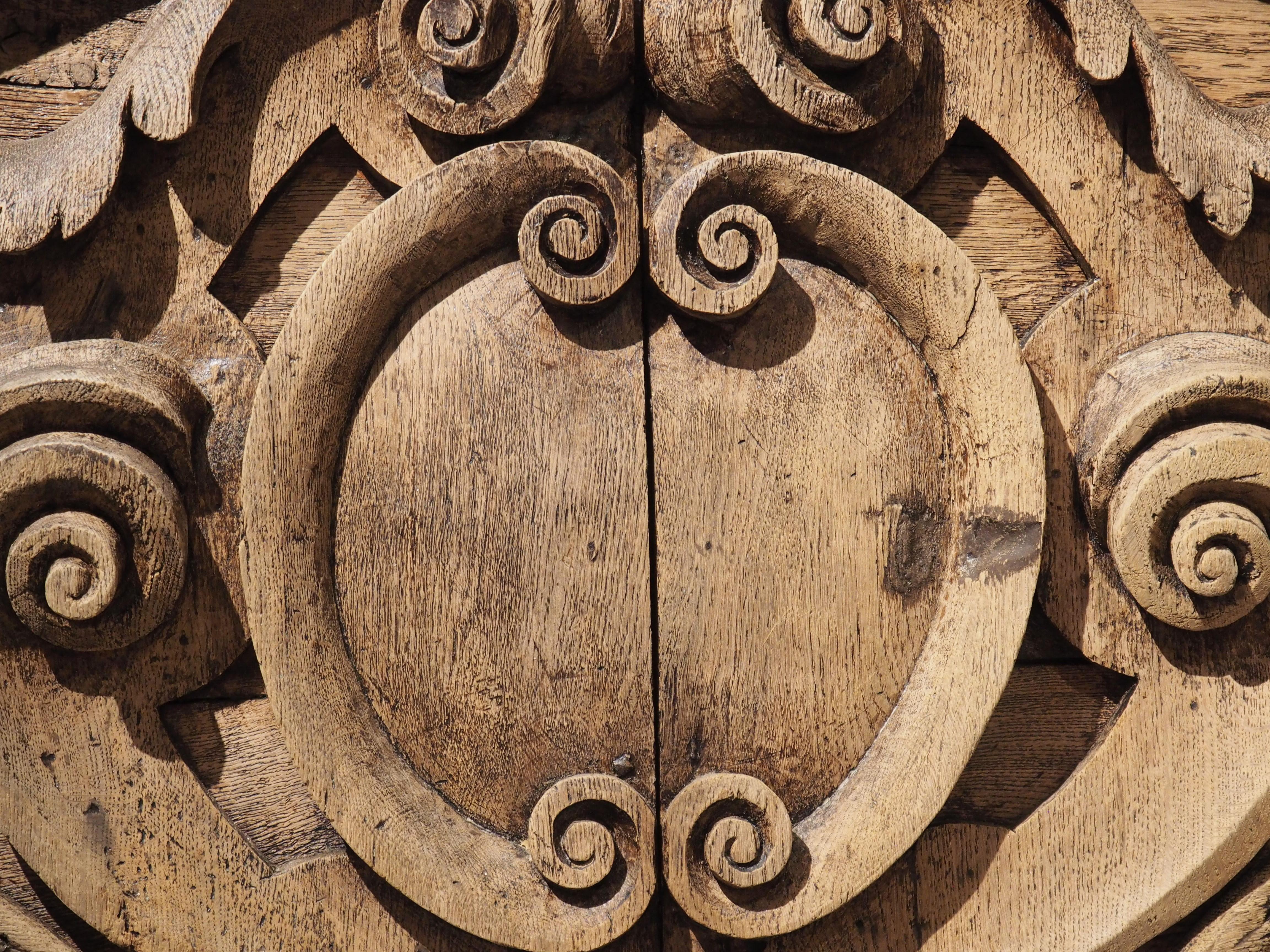 18th Century Carved French Oak Overdoor with Cartouche 3