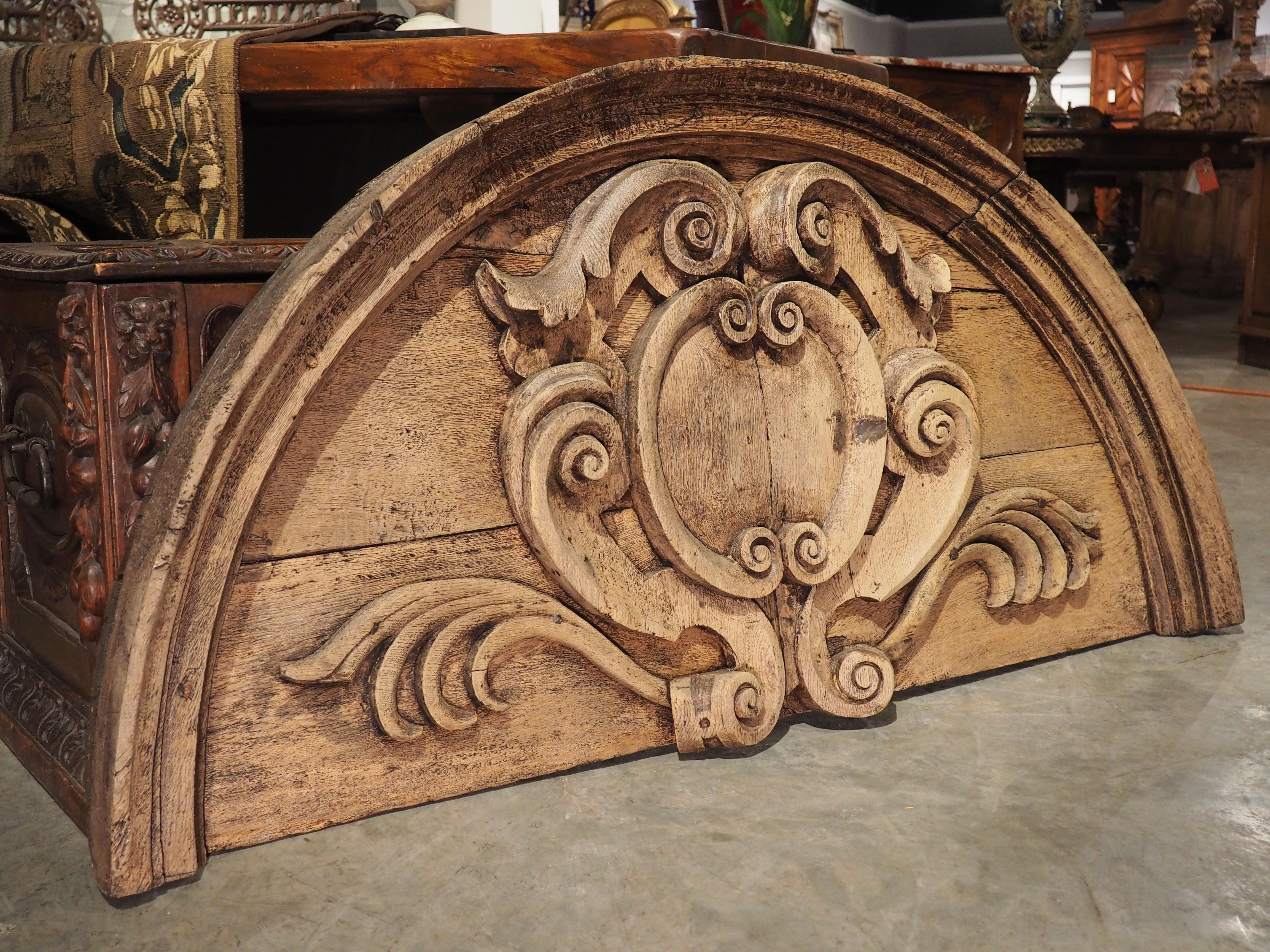 18th Century Carved French Oak Overdoor with Cartouche 4