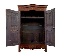 18th century carved French yew and chestnut armoire
