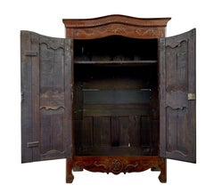 18th century carved French yew and chestnut armoire