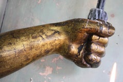 18th Century, Carved & Gilt Wall Sconces Lion Paw, Human Fist Ship Flag Mount