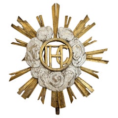 18th Century Carved Giltwood Church Sunburst