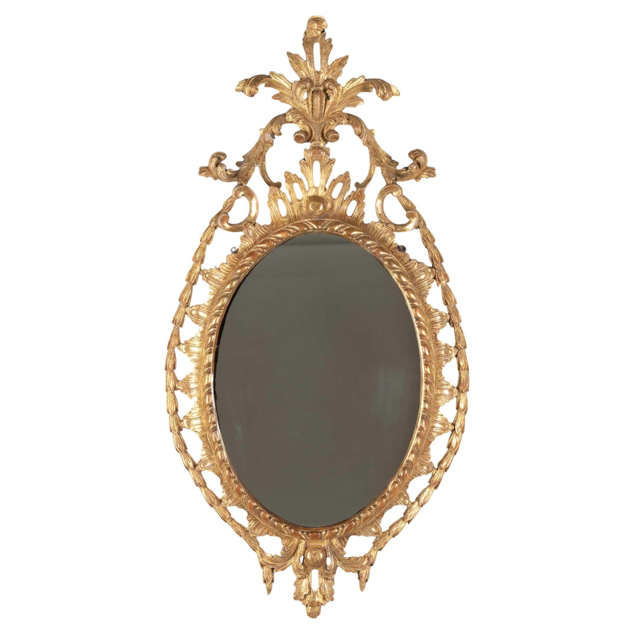 18th Century Carved Giltwood Wall Mirror For Sale