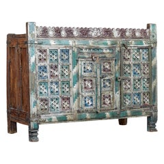 Antique 18th Century Carved Hardwood Nepalese Cabinet