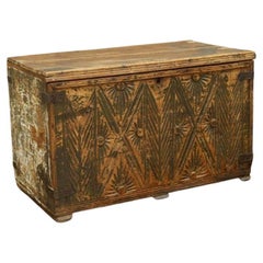 Antique 18th Century Carved Italian Box in Original Paint