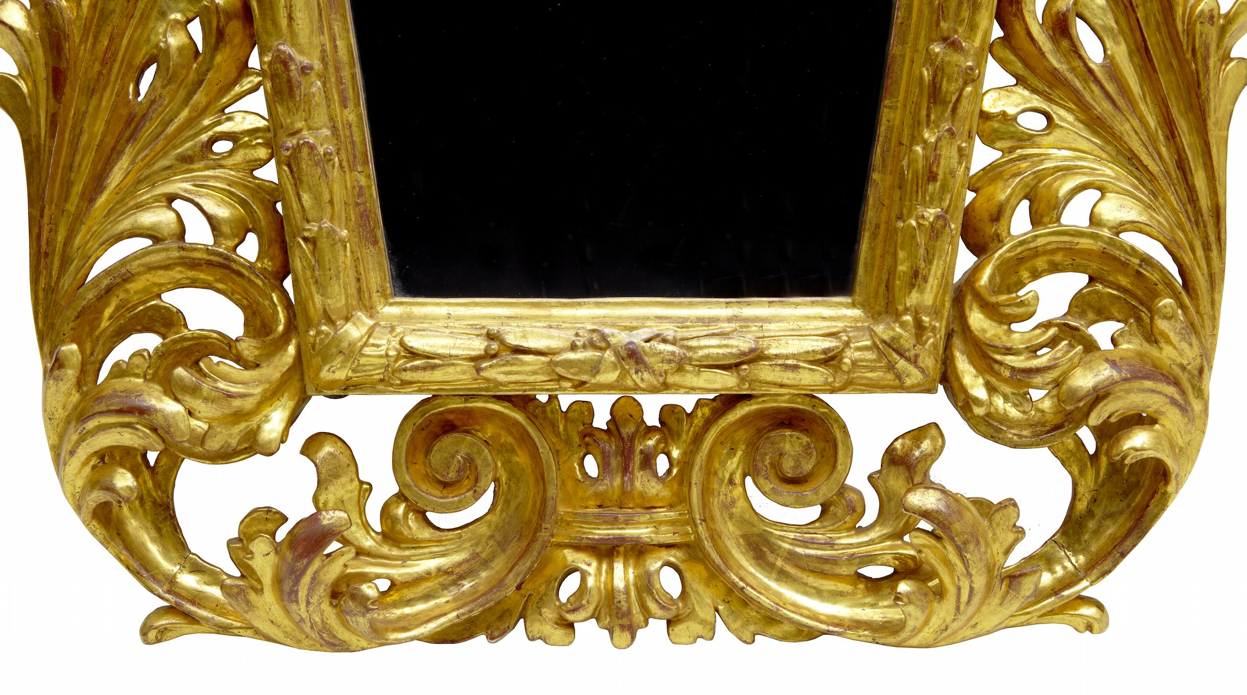 18th Century Carved Italian Rococo Giltwood Mirror 3