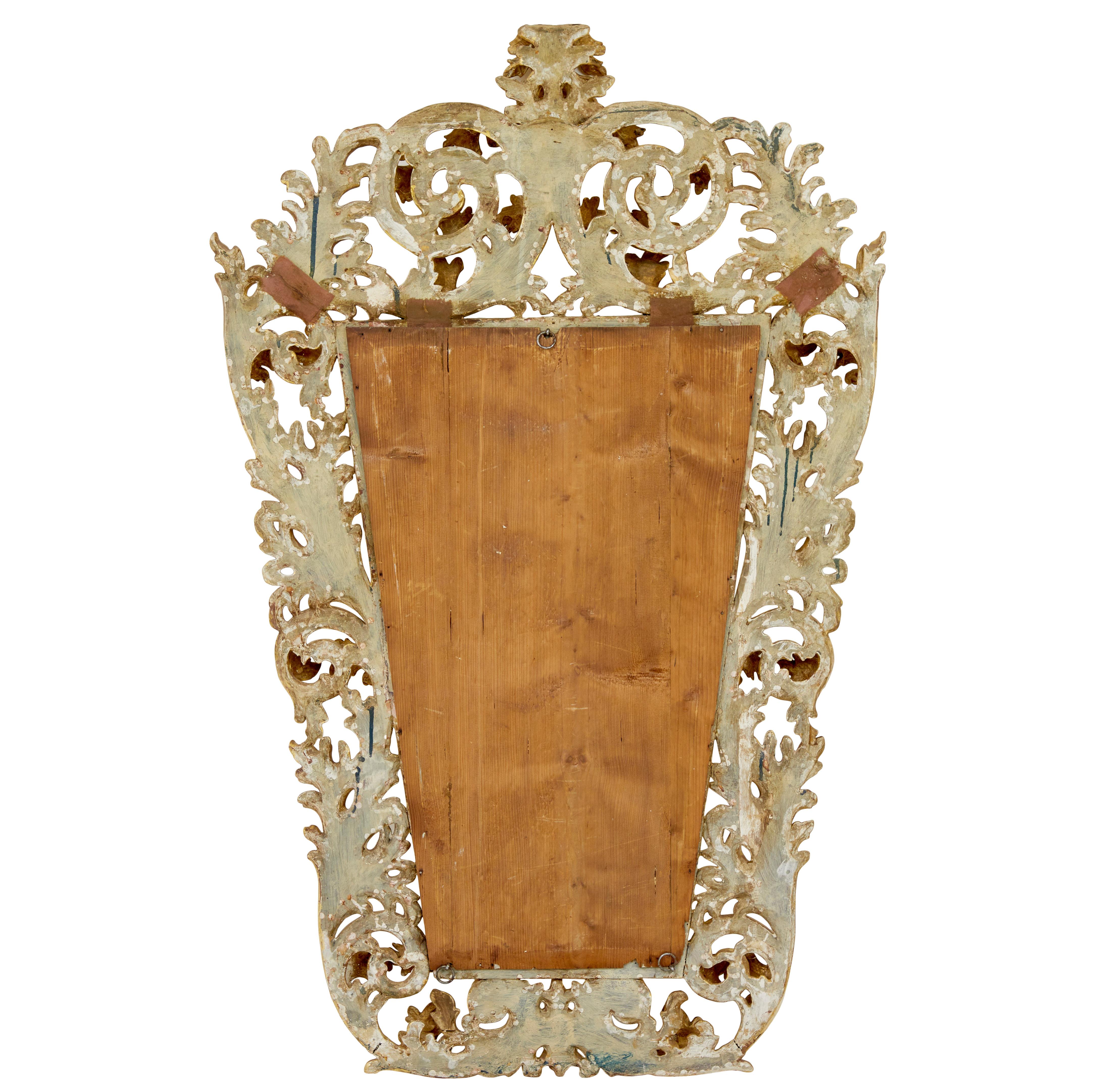 18th century carved Italian rococo giltwood mirror For Sale 1