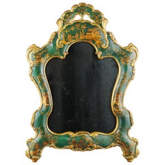 18th Century Carved Lacquered Partially Gilded Venice Wall Mirror, circa 1760