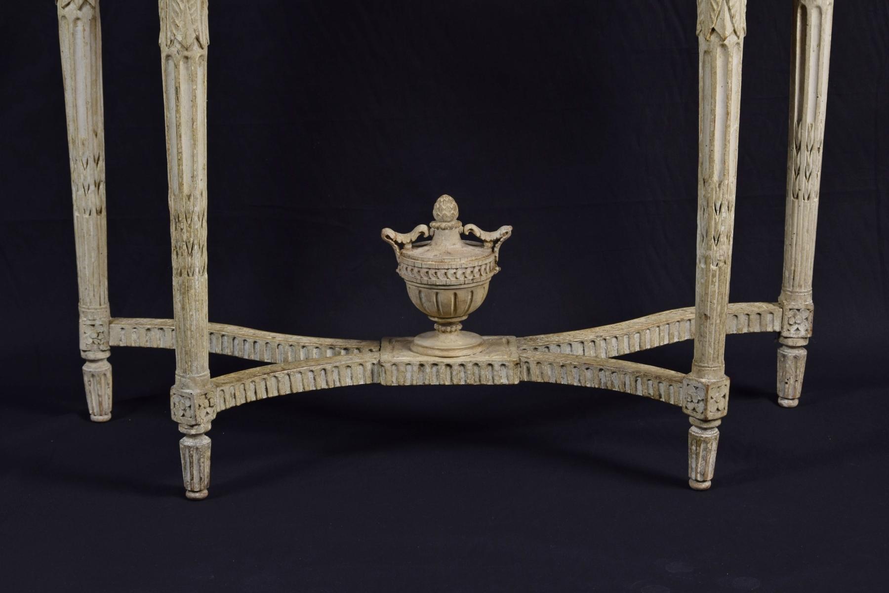 18th Century Carved Lacquered Wood Half-Moon French Console Table 7