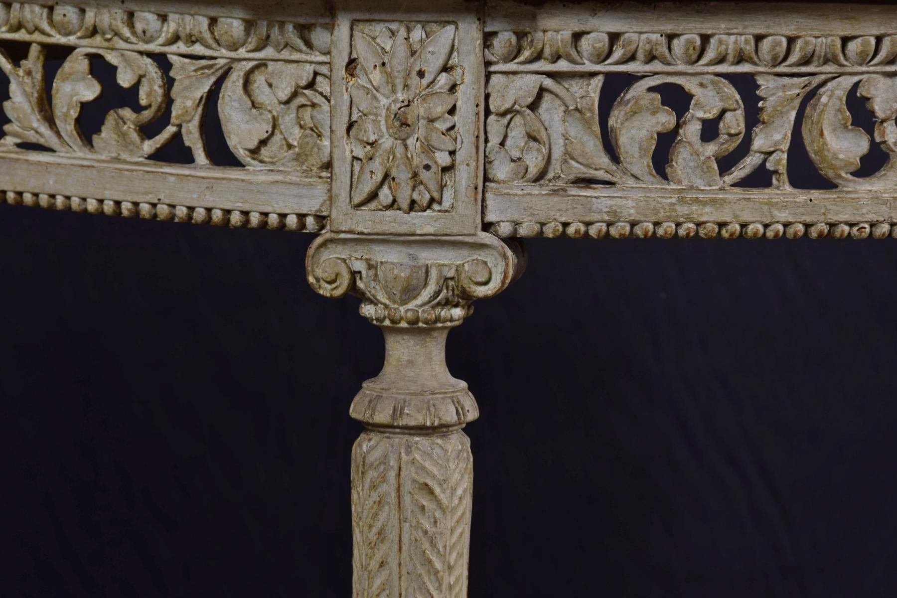 18th Century Carved Lacquered Wood Half-Moon French Console Table 10