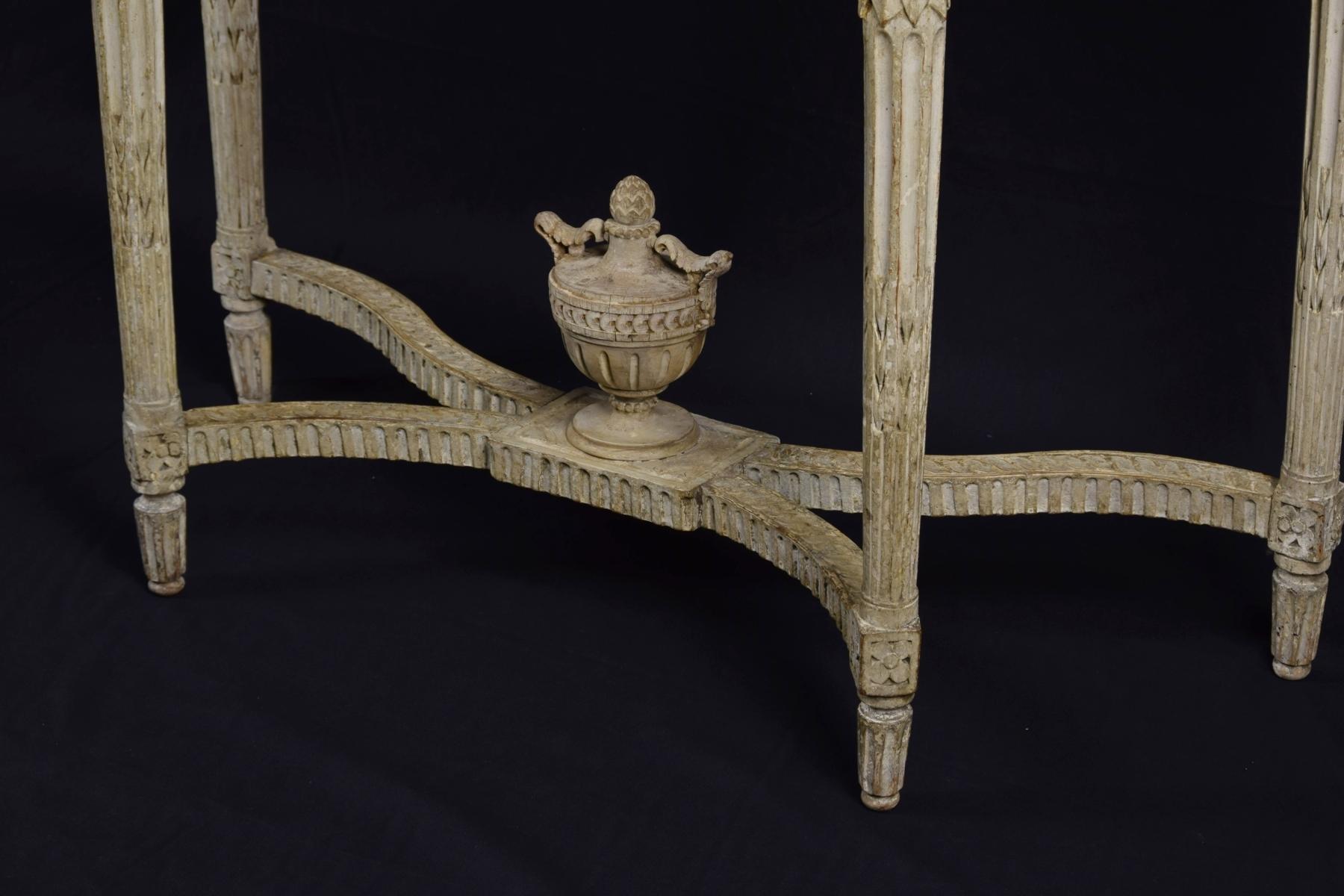 18th Century Carved Lacquered Wood Half-Moon French Console Table 2