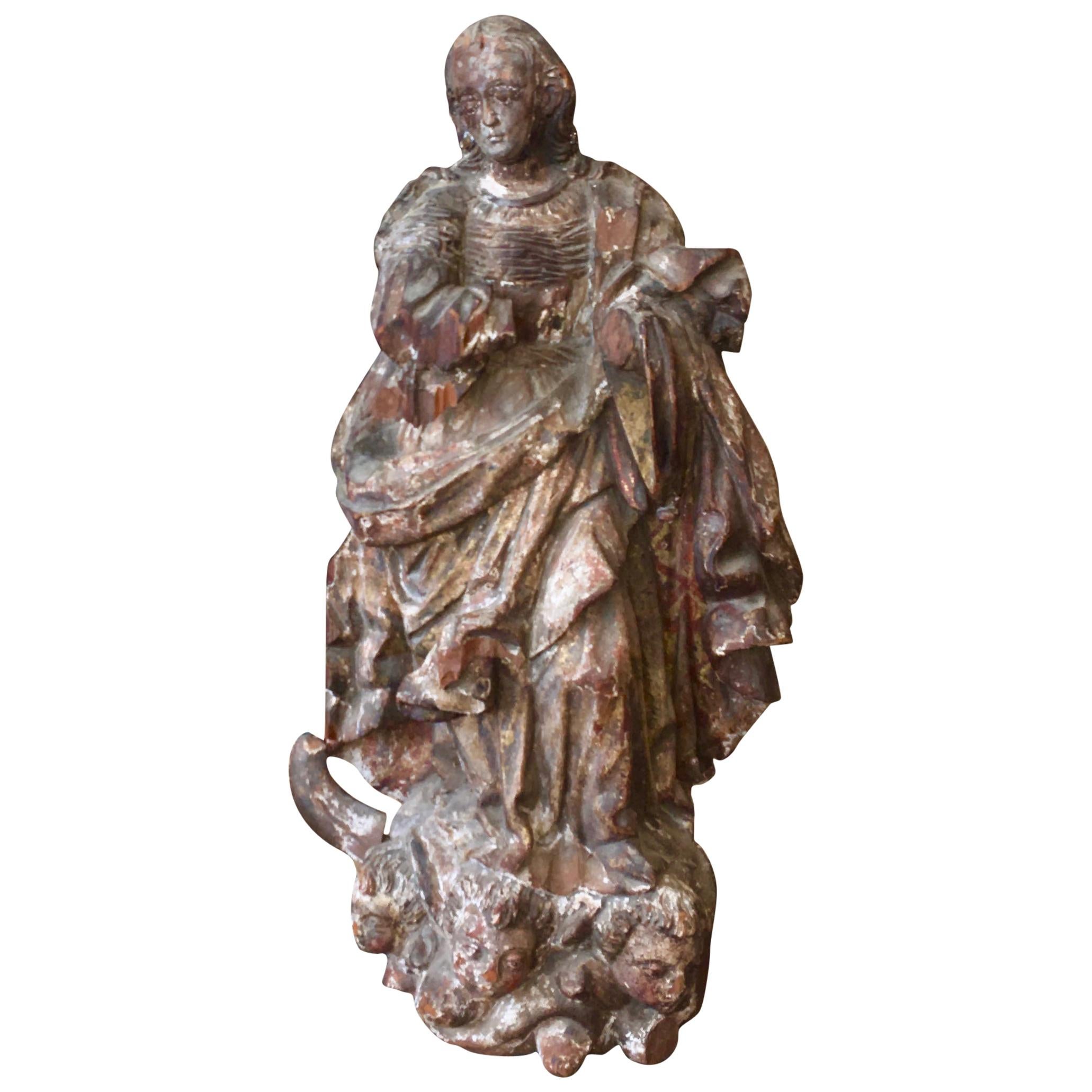 18th Century Carved Large Santos Madonna