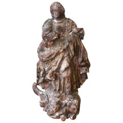 18th Century Carved Large Santos Madonna