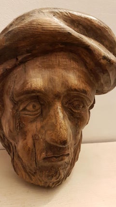 18th Century Carved Lime Wood Head