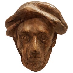 18th Century Carved Lime Wood Head