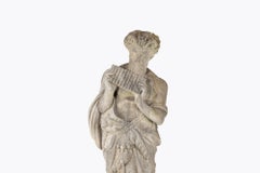 Scultura in pietra calcarea intagliata del XVIII secolo, alta 6 piedi, raffigurante la figura mitologica di Pan