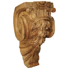 18th Century Carved Limewood Wall Corbel or Bracket from France