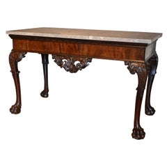 18th Century Carved Mahogany Marble Top Side Table