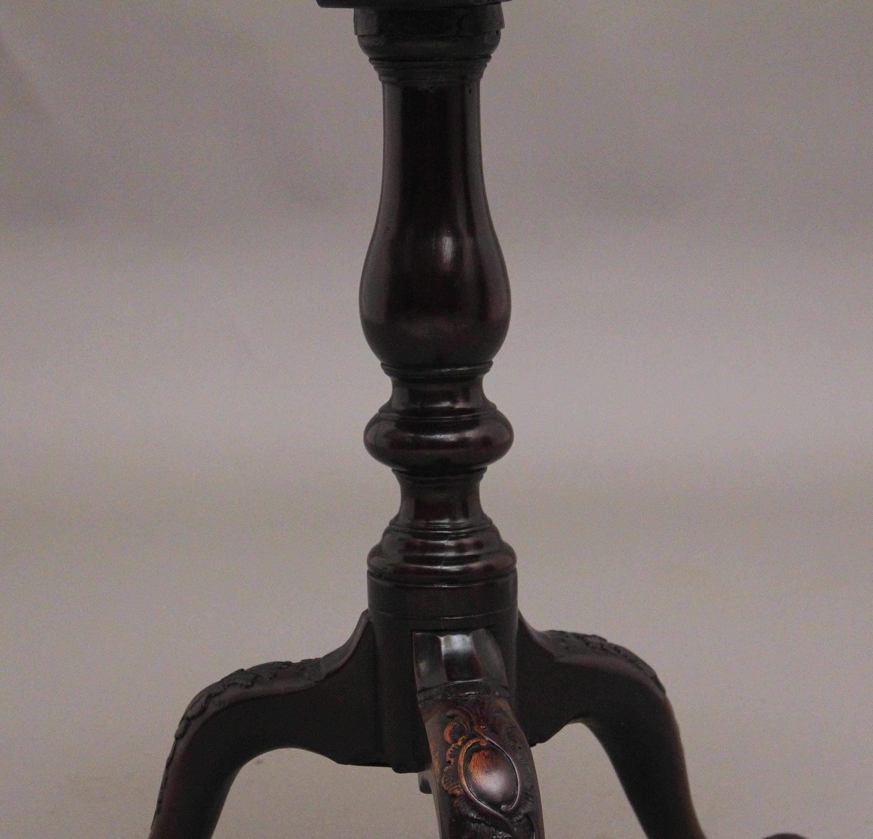 18th Century carved mahogany tripod table For Sale 3