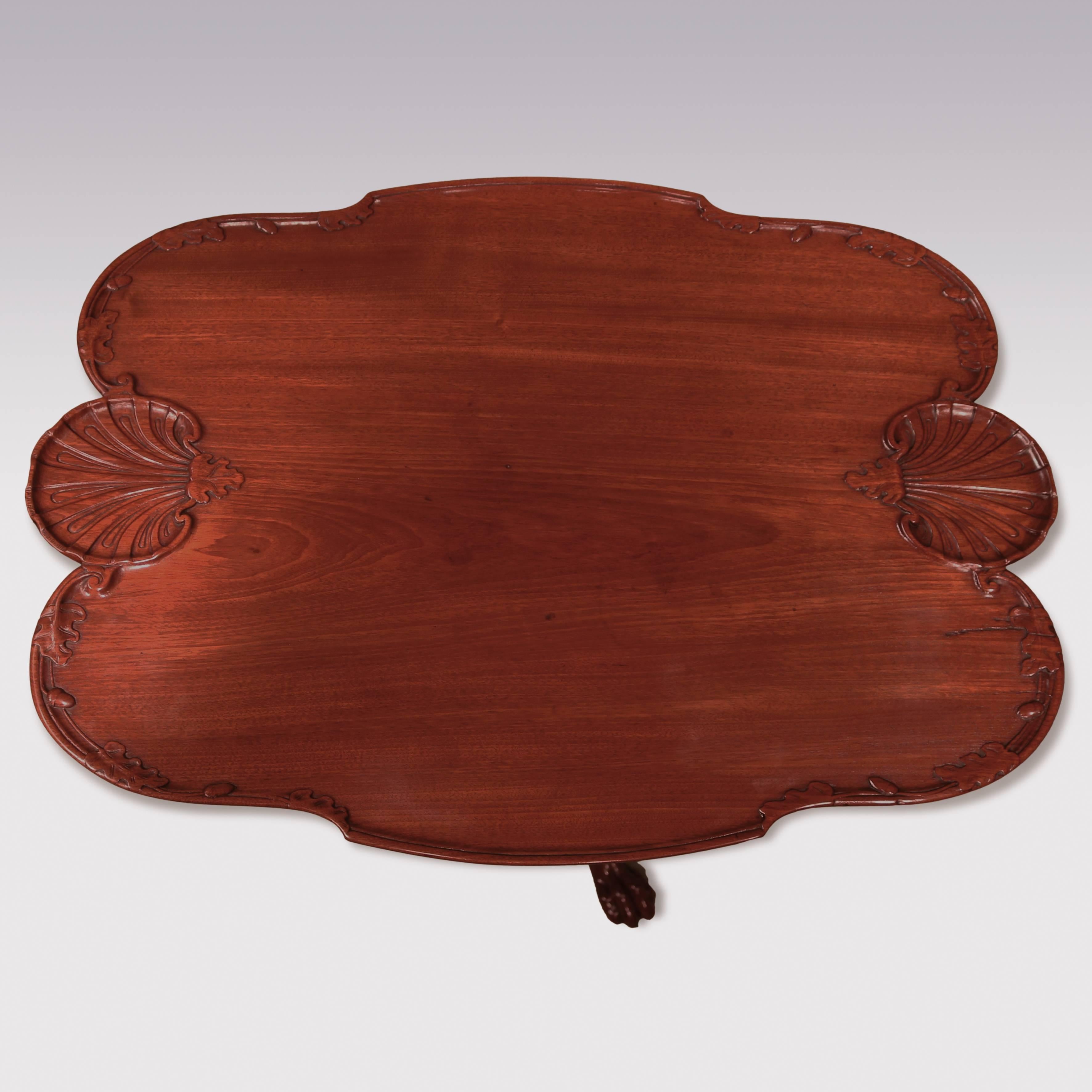 American 18th Century Carved Mahogany Tripod Table