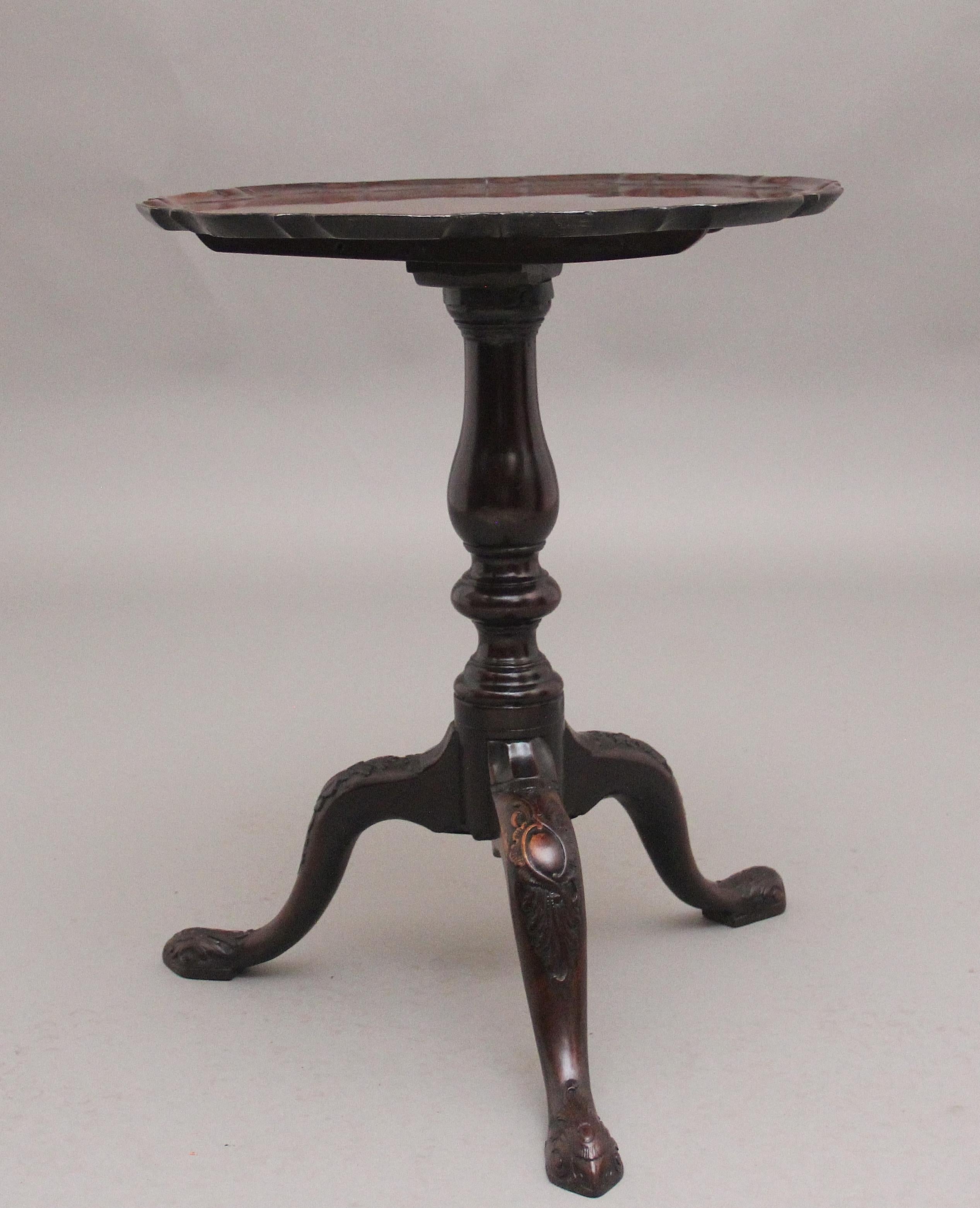 Late 18th Century 18th Century carved mahogany tripod table For Sale