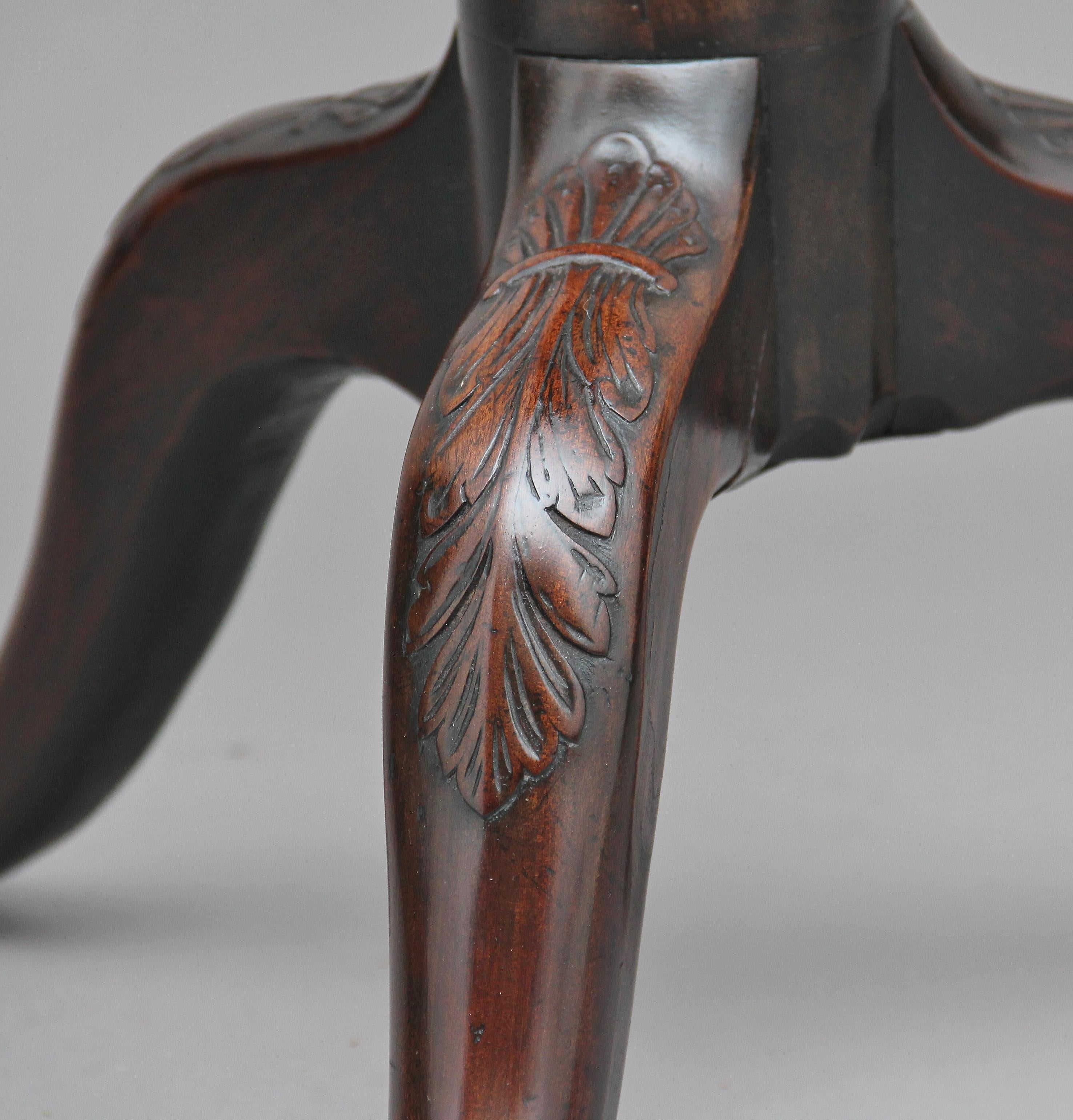 18th Century Carved Mahogany Tripod Table 2