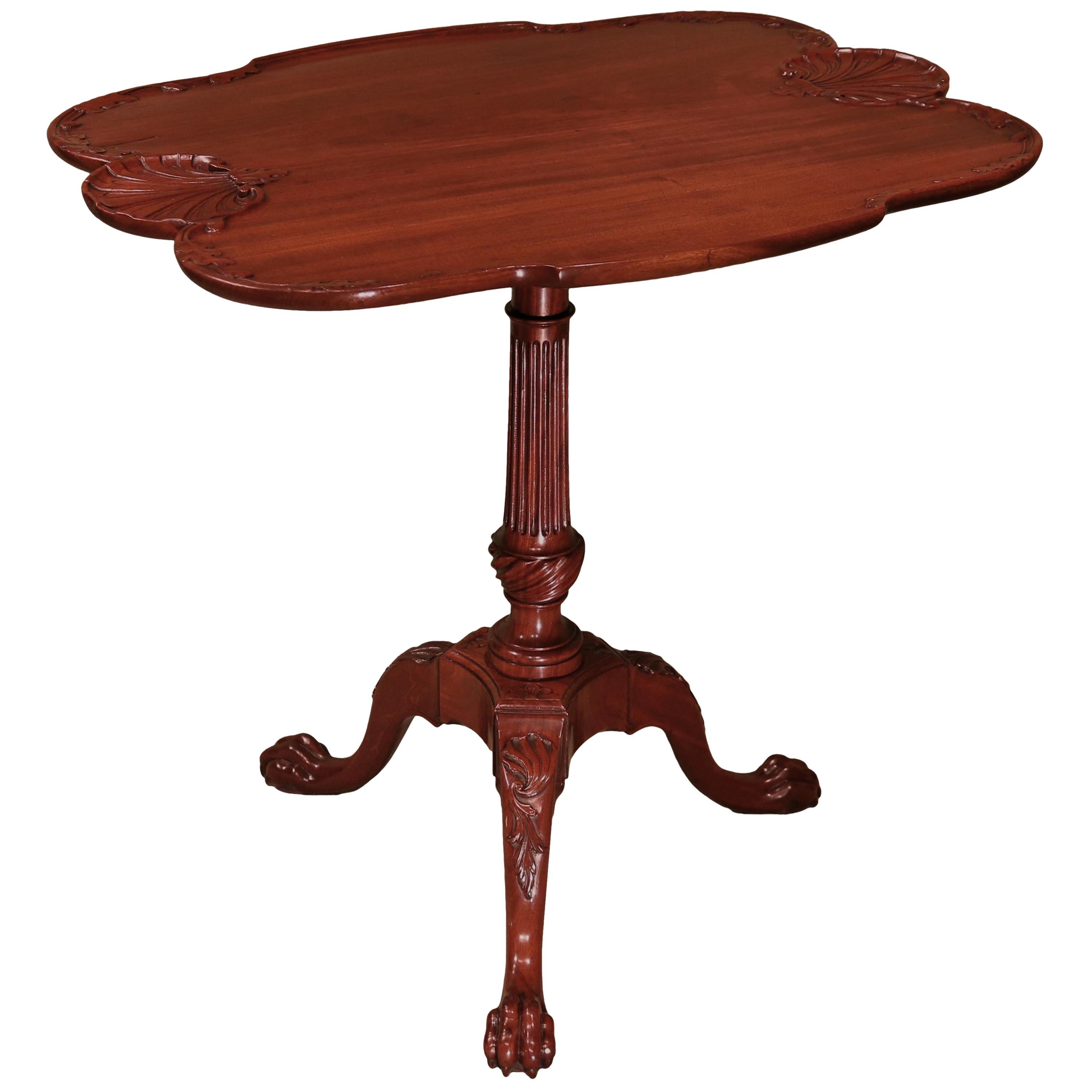 18th Century Carved Mahogany Tripod Table
