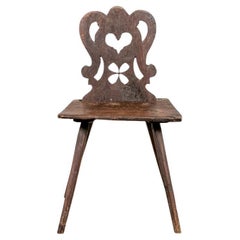 18th Century Carved Moravian Or Swiss Stabelle Side Chair