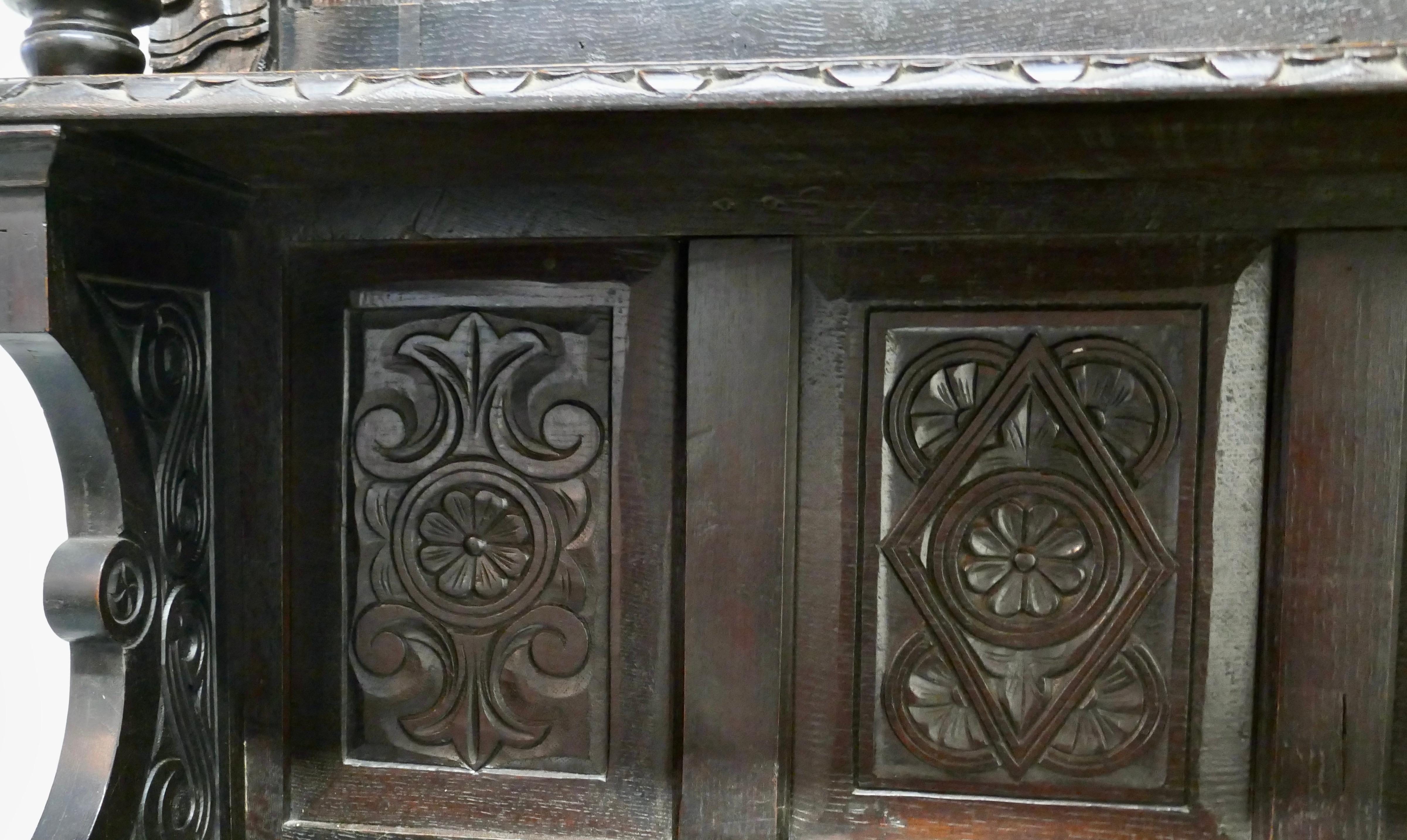 18th Century Carved Oak Buffet Sideboard Dresser 6